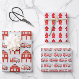 Brandweerman Inpakpapier, Brandweerwagen Cadeaupap Inpakpapier Vel