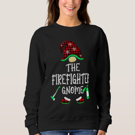 Brandweerman Kabouter Buffalo Plaid Overeenkomstig Trui (Voorkant)