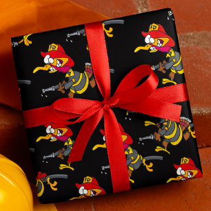 Brandweerman Kalkoen met slang Cadeaupapier