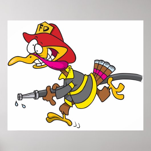 Brandweerman Kalkoen met slang Poster (Voorkant)