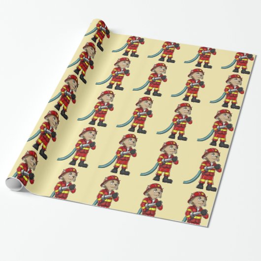 Brandweerman Kat Inpakpapier (Uitgerold)