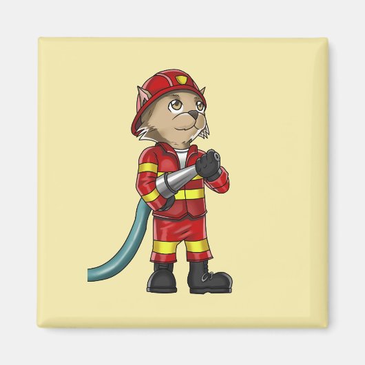 Brandweerman Kat Magneet (Voorkant)