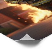 Brandweerman Kat Poster – 3D Heldenkat Muurkunst (Hoek)