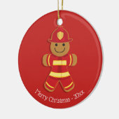 Brandweerman kerst met Gingerbrood Keramisch Ornament (Links)