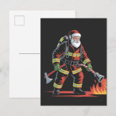 Brandweerman Kerst Shirt XMas Funny Santa Aankondigingskaart (Voorkant / Achterkant)