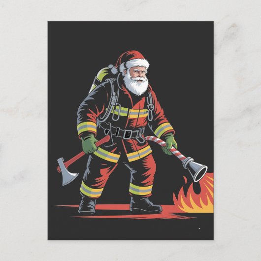 Brandweerman Kerst Shirt XMas Funny Santa Aankondigingskaart (Voorkant)