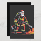 Brandweerman Kerst Shirt XMas Funny Santa Feestdagenkaart (Voorkant / Achterkant)