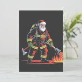 Brandweerman Kerst Shirt XMas Funny Santa Feestdagenkaart (Staand voorkant)