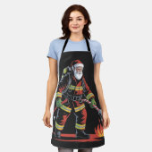 Brandweerman Kerst Shirt XMas Funny Santa Schort (Gedragen)