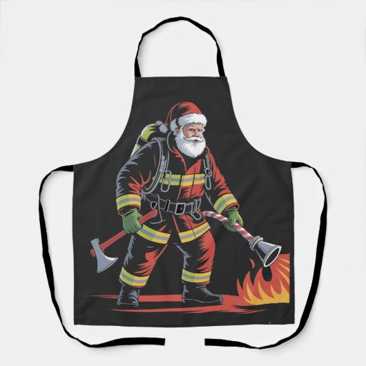 Brandweerman Kerst Shirt XMas Funny Santa Schort (Voorkant)