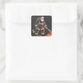 Brandweerman Kerst Shirt XMas Funny Santa Vierkante Sticker (Tas)
