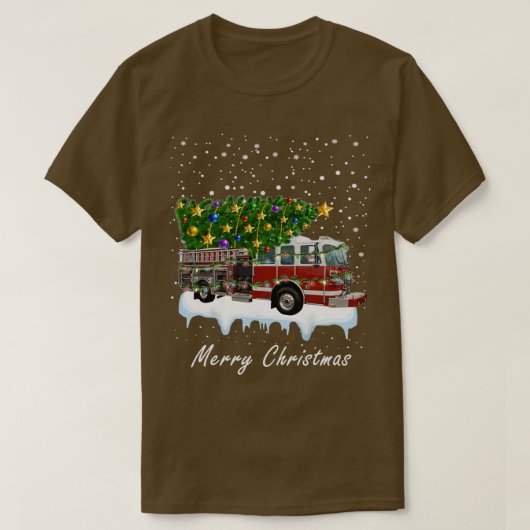 Brandweerman kerstboom op vliegervuur 1 t-shirt (Design voorkant)