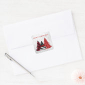 Brandweerman Kerstboom Rode lijn Plaid Glitter Vierkante Sticker (Envelop)