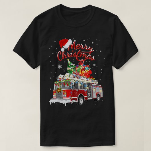 Brandweerman Kerstboom Vrachtwagen Brandweerman Xm T-shirt (Design voorkant)