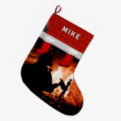 Brandweerman kerstcadeau grote kerstsok (Voorkant (Hangend))