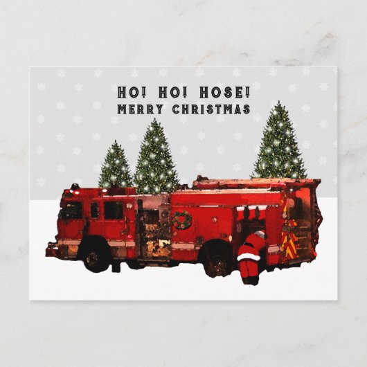 Brandweerman Kerstmis Briefkaart (Voorkant)