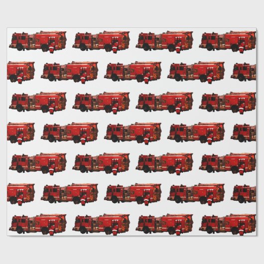 Brandweerman Kerstmis Cadeaupapier (Vlak)