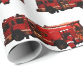 Brandweerman Kerstmis Cadeaupapier (Rol Hoek)