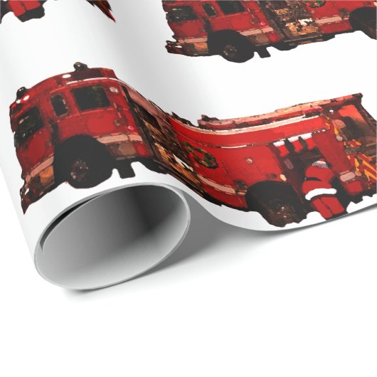 Brandweerman Kerstmis Cadeaupapier (Rol Hoek)