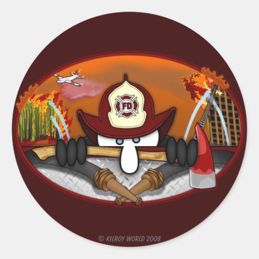 Brandweerman Kilroy Sticker (Voorkant)