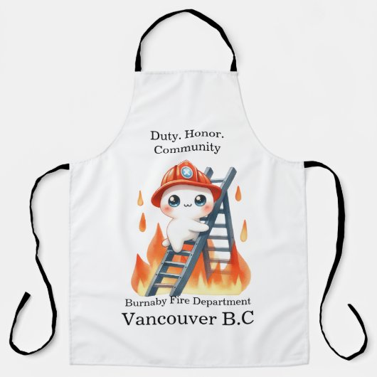 Brandweerman klimt ladder bij zonsondergang schort (Voorkant)