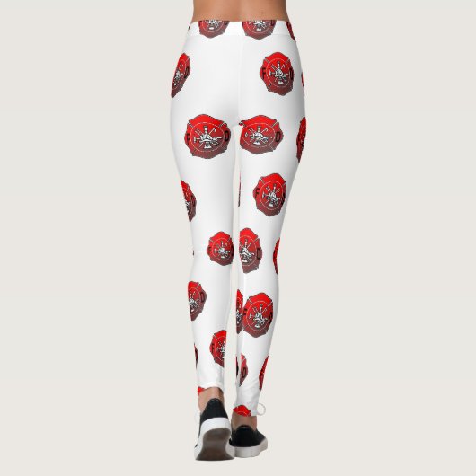 Brandweerman leggings met Maltees kruis wit (Achterkant)
