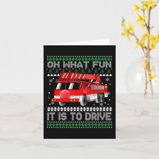 Brandweerman Lelijke Kerstmis - Brandweerwagen Kaart (Gele Bloem)