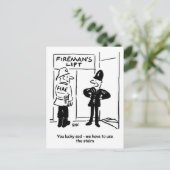 Brandweerman Lift Cartoon Briefkaart (Staand voorkant)