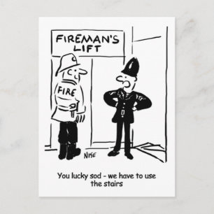 Brandweerman Lift Cartoon Briefkaart