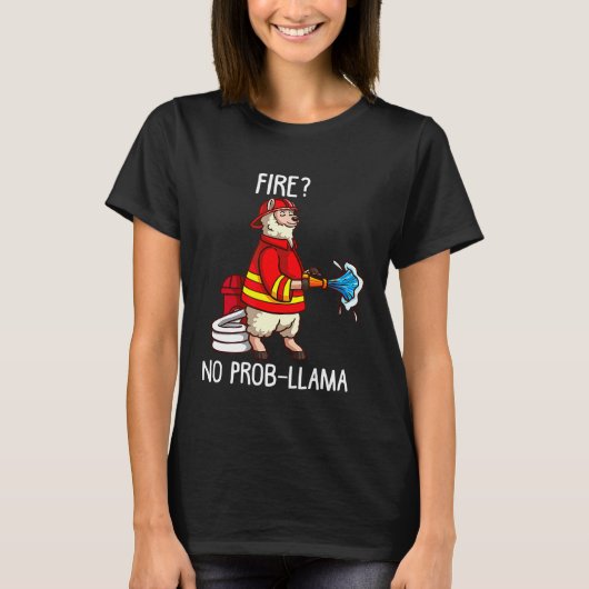 Brandweerman Llama Alpaca Kinder voor brandweerman T-shirt (Voorkant)