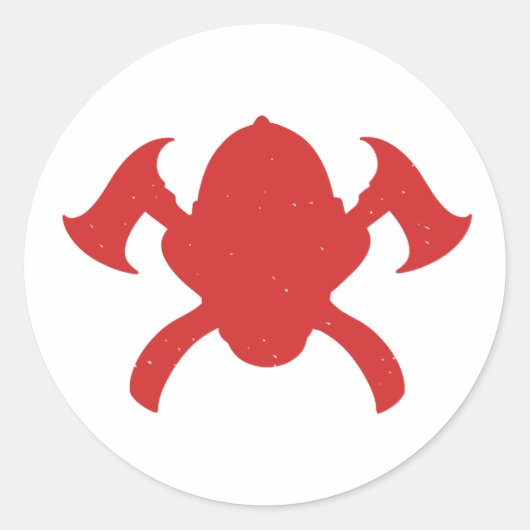 brandweerman logo rood silhouet ronde sticker (Voorkant)