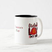 Brandweerman Love my Hero Tweekleurige Koffiemok (Voorkant rechts)