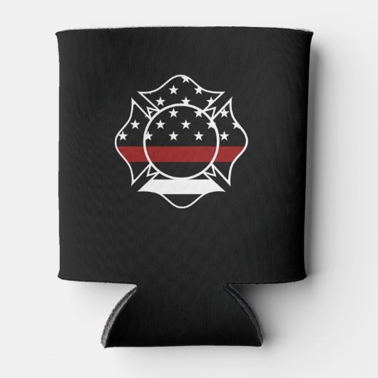 Brandweerman Maltees Kruis & Dunne Rode Lijn Blikjeskoeler (Voorkant)