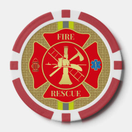 Brandweerman Maltese Cross Bunker Gear Art Poker Chips