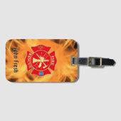 Brandweerman Maltese Cross Fire Rescue Fire Flame Bagagelabel (Voorkant (horizontaal))