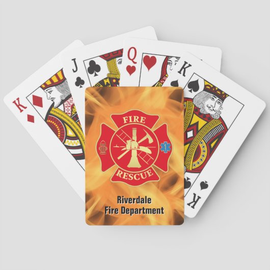 Brandweerman Maltese Cross Fire Rescue Fire Flame Pokerkaarten (Achterkant)