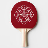 brandweerman Maltese kruiper Pong Paddle Tafeltennisbatje (Voorkant)
