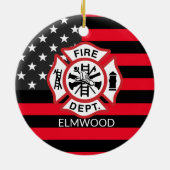 brandweerman Maltese kruis, vuurman Keramisch Ornament (Achterkant)