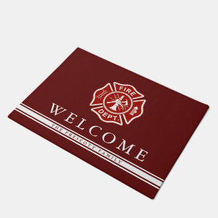 brandweerman Maltese kruis Welkom Burgundy Deurmat