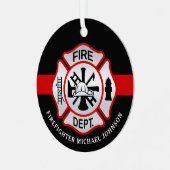 Brandweerman Maltese kruisgepersonaliseerde vuurma Metalen Ornament (Voorkant links)