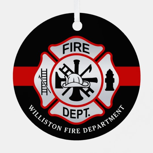 Brandweerman Maltese kruisgepersonaliseerde vuurma Metalen Ornament (Achterkant)