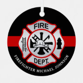Brandweerman Maltese kruisgepersonaliseerde vuurma Metalen Ornament (Voorkant)
