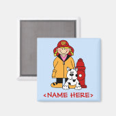Brandweerman (Meisje) Magneet (Voorkant / Achterkant)
