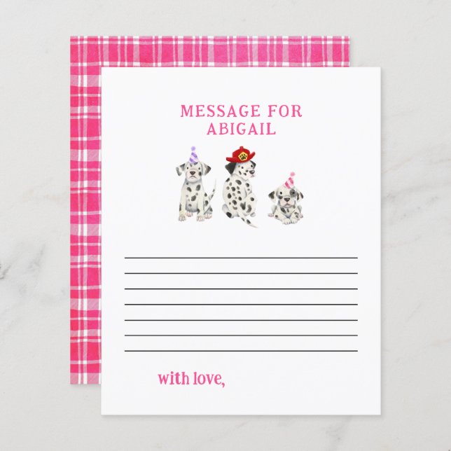 Brandweerman Meisje Verjaardag Tijd Capsule Berich (Voorkant / Achterkant)