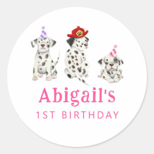 Brandweerman Meisje Verjaardagsfeestje Ronde Sticker