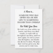 Brandweerman Memorial Flag begrafenisgebed Kaart (Achterkant)