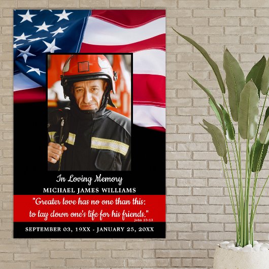 Brandweerman Memorial In Loving Memory Uitvaart Poster