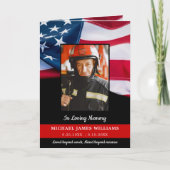 Brandweerman Memorial Patriotic USA Flag begrafeni Bedankkaart (Voorkant)