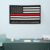 Brandweerman met Amerikaanse vlag Spandoek (Beurs)