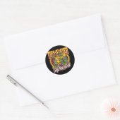 Brandweerman met brandstichting ronde sticker (Envelop)